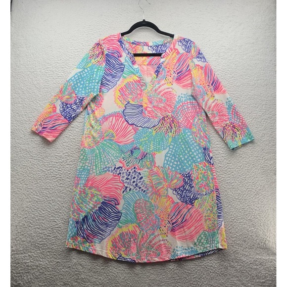 Lilly Pulitzer Dresses & Skirts - Lilly Pulitzer Ali Dress Womens Medium M Roar of the Sea Pima Cotton V Neck Mom‎